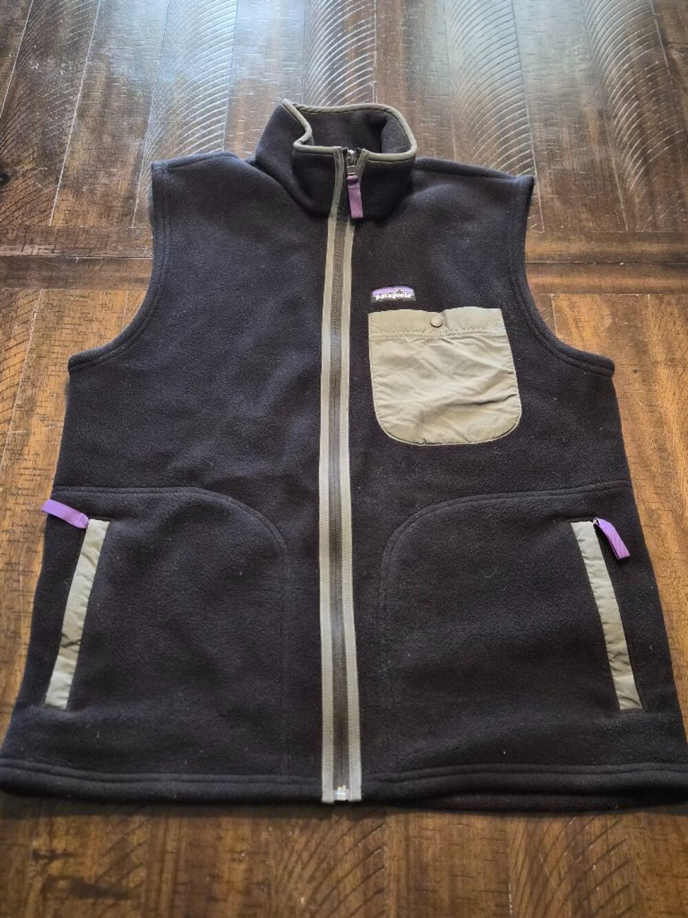 Patagonia Vest Mens Medium Synchilla Fleece Full Zip Black Hiking Outdoor